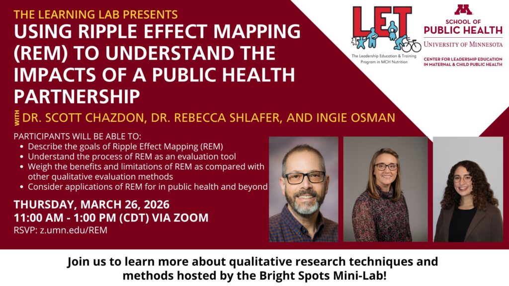 Mini-lab ripple effect mapping red flyer (photos of three speakers in bottom right corner)